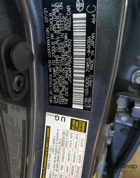 2022 Toyota Prius Prime Le z USA, uszkodzony, nr VIN JTDKAMFP5N3199392